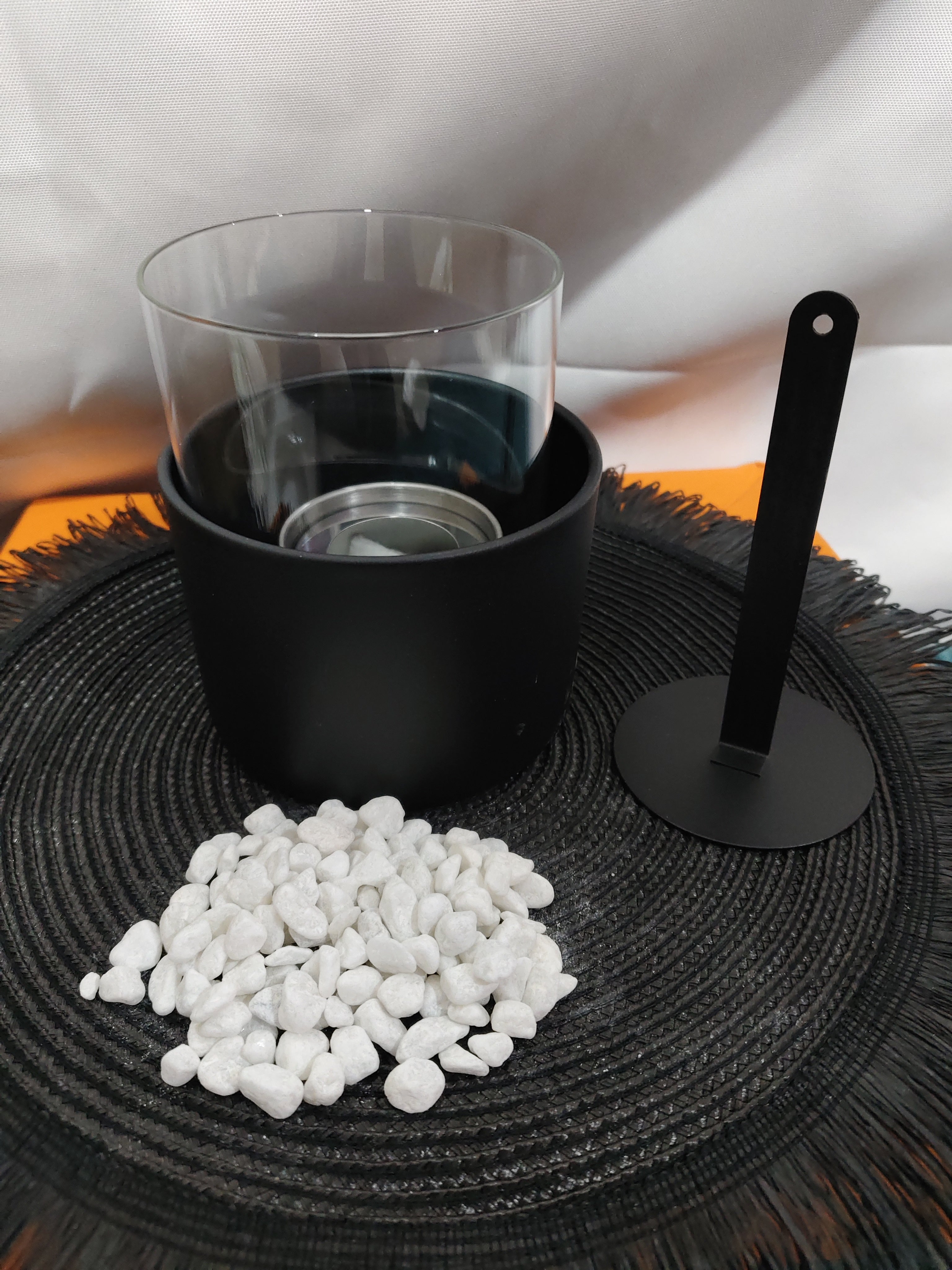 Bärbar Mini Eldstad i Glas – Modern Bordslampa med Levande Låga